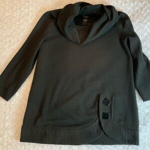 Ali Miles Gray Cowl Neck Tunic Top Ribbed Button Detail Women’s Large